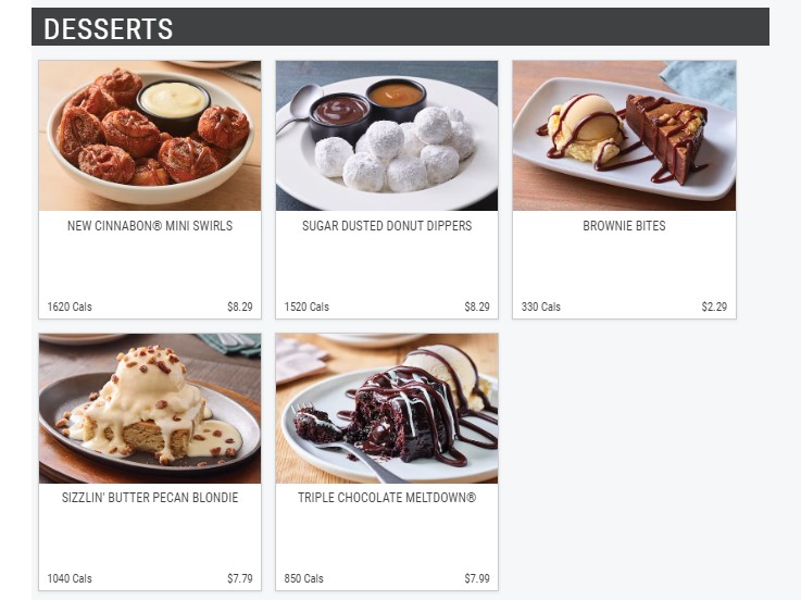 Applebee's Desserts List Images