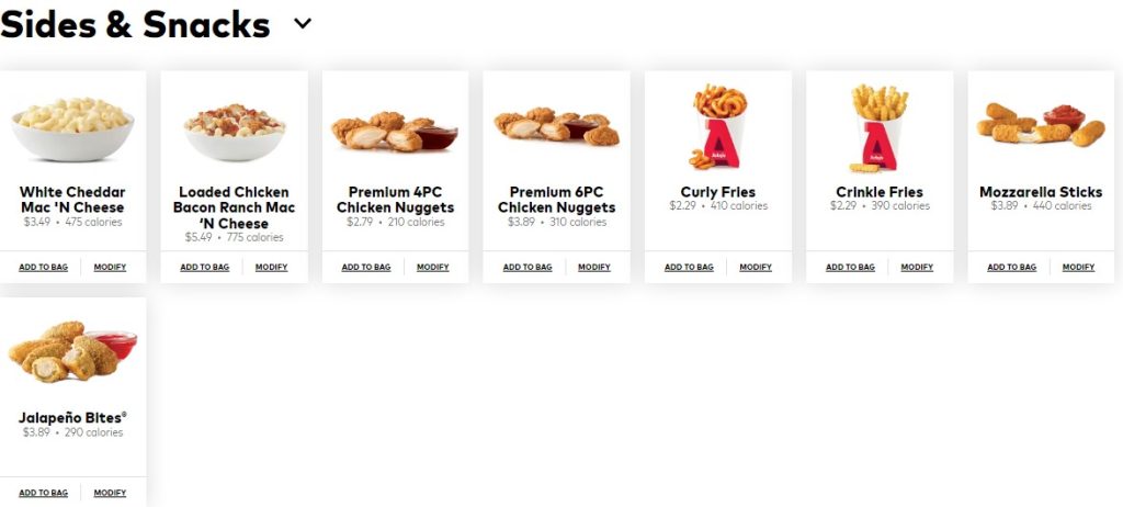Arby's Sides Prices Image