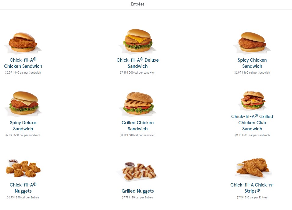 Chick Fil A Entrees Image